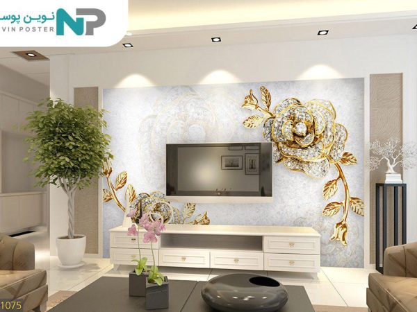 پوستر دیواری طرح گل طلایی رنگ 1075_67796af49939b.jpeg
