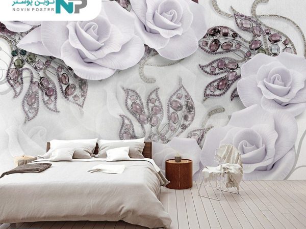 پوستر دیواری گل رز و جواهرات 1131_6779dd85609cc.jpeg