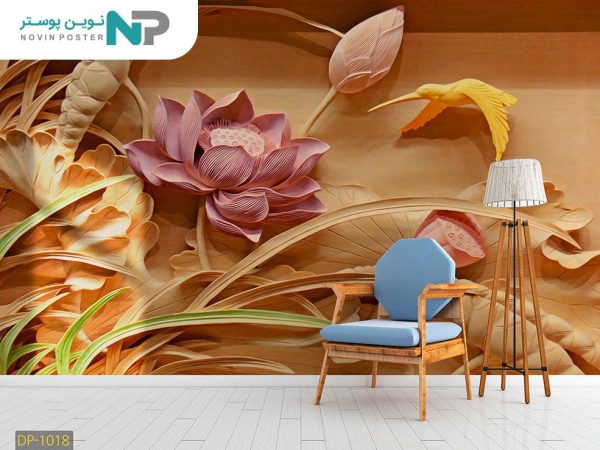 پوستر دیواری گل فانتزی طرح گچ بری 1018_6779d8e19b926.jpeg