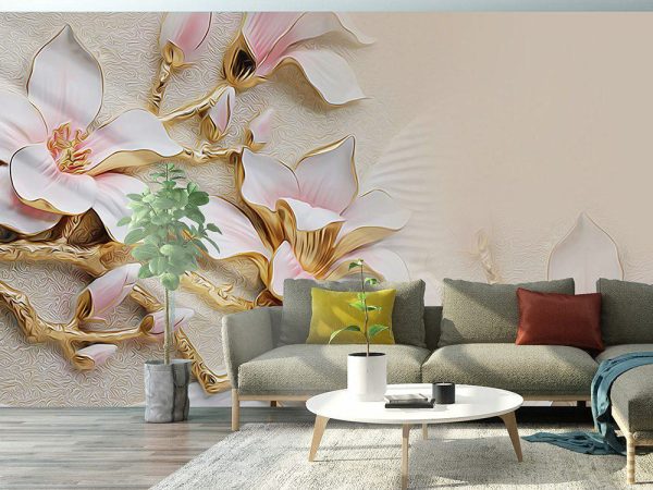 پوستر دیواری گل فانتزی طلایی 1027_6779d952b90dd.jpeg